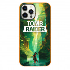Tomb Raider Phone Case For iPhone Samsung Galaxy Pixel OnePlus Vivo Xiaomi Asus Sony Motorola Nokia - Lara Avatar Wordmark Green Background