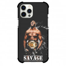 UFC Jon Jones Phone Case For iPhone and Samsung Galaxy Devices - Jon Jones Savage Shouting On Back Background