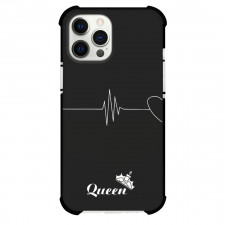 Valentines Day Phone Case For iPhone and Samsung Galaxy Devices - Valentines Day Half Couple Pair Case Heart With ECG With Queen