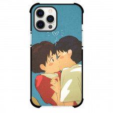 Whisper of The Heart Case For iPhone Samsung Galaxy Pixel OnePlus Vivo Xiaomi Asus Sony Motorola Nokia - Shizuku And Seiji Kissing Poster Blue Background