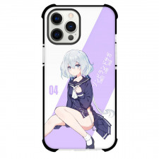 Zombie Land Saga Yumeginga Paradise Junko Konno Phone Case For iPhone Samsung Galaxy Pixel OnePlus Vivo Xiaomi Asus Sony Motorola Nokia - Junko Konno Sitting On Purple Stripe Background