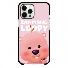 Zanmang Loopy Phone Case For iPhone and Samsung Galaxy Devices - Zanmang Loopy Character Art Smiling Pink Background