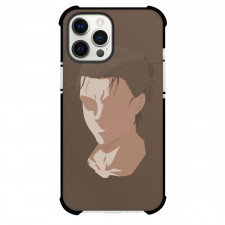 Attack On Titan Eren Phone Case For iPhone And Samsung Galaxy Devices - Eren Portrait Minimalist Art On Brown Background