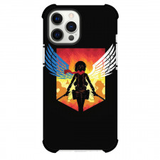Attack On Titan Mikasa Phone Case For iPhone And Samsung Galaxy Devices - Mikasa Attack Mode Minimalist Art On Fire Background