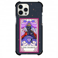 Cat Crystal Tarot The Chariot Phone Case For iPhone and Samsung Galaxy Devices - The Chariot Tarot On Starry Background
