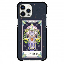 Cat Crystal Tarot Justice Phone Case For iPhone and Samsung Galaxy Devices - Justice Tarot On Starry Background