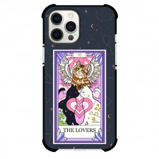 Cat Crystal Tarot The Lovers Phone Case For iPhone and Samsung Galaxy Devices - The Lovers Tarot On Starry Background