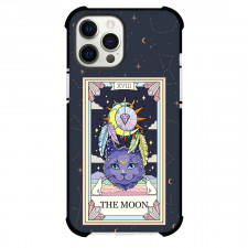 Cat Crystal Tarot The Moon Phone Case For iPhone and Samsung Galaxy Devices - The Moon Tarot On Starry Background