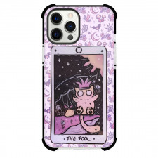 Dark Cat Tarot The Fool Phone Case For iPhone and Samsung Galaxy Devices - The Fool Tarot On Occult Pattern Background