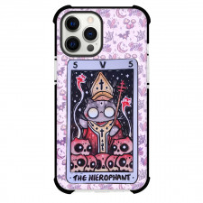 Dark Cat Tarot The Hierophant Phone Case For iPhone and Samsung Galaxy Devices - The Hierophant Tarot On Occult Pattern Background