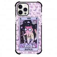 Dark Cat Tarot Justice Phone Case For iPhone and Samsung Galaxy Devices - Justice Tarot On Occult Pattern Background