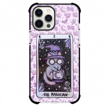 Dark Cat Tarot The Magician Phone Case For iPhone and Samsung Galaxy Devices - The Magician Tarot On Occult Pattern Background