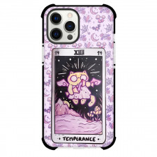 Dark Cat Tarot Temperance Phone Case For iPhone and Samsung Galaxy Devices - Temperance Tarot On Occult Pattern Background
