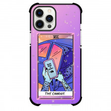Millennial Friendly Tarot The Chariot Phone Case For iPhone and Samsung Galaxy Devices - The Chariot Tarot On Starry Purple Background