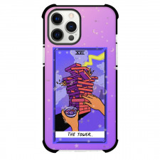 Millennial Friendly Tarot The Tower Phone Case For iPhone and Samsung Galaxy Devices - The Tower Tarot On Starry Purple Background
