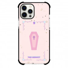 Pink Card Tarot The Hermit Phone Case For iPhone and Samsung Galaxy Devices - The Hermit Tarot On Pink Background