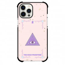 Pink Card Tarot The High Priestess Phone Case For iPhone and Samsung Galaxy Devices - The High Priestess Tarot On Pink Background