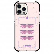 Pink Card Tarot Six Of Cups Phone Case For iPhone and Samsung Galaxy Devices - Six Of Cups Tarot On Pink Background