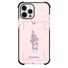 Pink Card Tarot Strength Phone Case For iPhone and Samsung Galaxy Devices - Strength Tarot On Pink Background