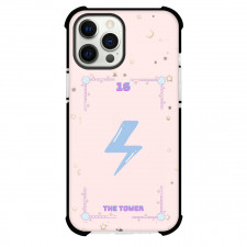 Pink Card Tarot The Tower Phone Case For iPhone and Samsung Galaxy Devices - The Tower Tarot On Pink Background