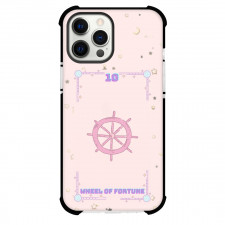 Pink Card Tarot Wheel Of Fortune Phone Case For iPhone and Samsung Galaxy Devices - Wheel Of Fortune Tarot On Pink Background
