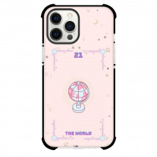 Pink Card Tarot The World Phone Case For iPhone and Samsung Galaxy Devices - The World Tarot On Pink Background
