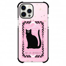 The Lovely Omens Tarot Ace Of Pentacles Phone Case For iPhone and Samsung Galaxy Devices - Ace Of Pentacles Tarot On Starry Pink Background