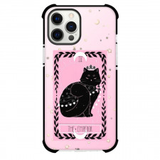 The Lovely Omens Tarot The Emperor Phone Case For iPhone and Samsung Galaxy Devices - The Emperor Tarot On Starry Pink Background