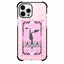 The Lovely Omens Tarot King Of Cups Phone Case For iPhone and Samsung Galaxy Devices - King Of Cups Tarot On Starry Pink Background