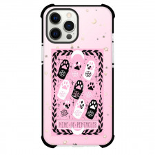 The Lovely Omens Tarot Nine Of Pentacles Phone Case For iPhone and Samsung Galaxy Devices - Nine Of Pentacles Tarot On Starry Pink Background