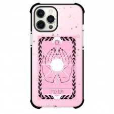 The Lovely Omens Tarot The Sun Phone Case For iPhone and Samsung Galaxy Devices - The Sun Tarot On Starry Pink Background