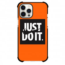 Just Do It Nike Phone Case For iPhone and Samsung Galaxy Devices - Nike Logo With Just Do It Symbol On Orange Background