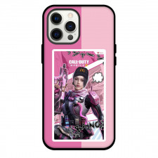 Call Of Duty Scylla Phone Case For iPhone and Samsung Galaxy Devices - Scylla Carrying Weapon Pink Background