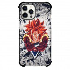 Dragon Ball Gogeta Phone Case For iPhone And Samsung Galaxy Devices - Super Saiyan 4 Gogeta Portrait On Comic Background