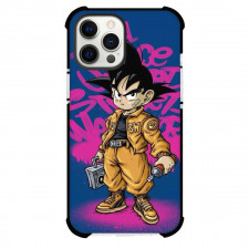 Dragon Ball Kid Goku Phone Case For iPhone And Samsung Galaxy Devices - Kid Goku Spray Painting On Blue Background 