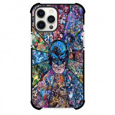 DC Comics Batman Phone Case For iPhone And Samsung Galaxy Devices - Batman With Pattern Villains Background