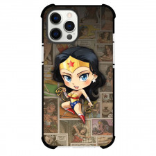 DC Comics Wonder Woman Phone Case For iPhone And Samsung Galaxy Devices - Wonder Woman Chibi Art On Comic Background