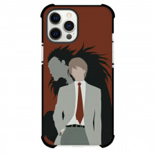 Death Note Phone Case For iPhone And Samsung Galaxy Devices - Light Yagami Ryuk Minimalist On Brown Background