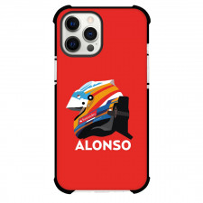 F1 Formula One Fernando Alonso Phone Case For iPhone And Samsung Galaxy Devices - Fernando Alonso Helmet On Red Background