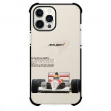 F1 Formula One Ayrton Senna Phone Case For iPhone And Samsung Galaxy Devices - Ayrton Senna McLaren On Beige Background