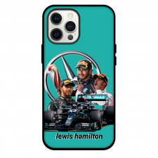 F1 Formula One Lewis Hamilton Phone Case For iPhone And Samsung Galaxy Devices - Lewis Hamilton Celebration Cyan Background