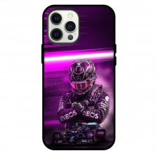 F1 Formula One Lewis Hamilton Phone Case For iPhone And Samsung Galaxy Devices - Lewis Hamilton Showing Gratitude On Purple Neon Background
