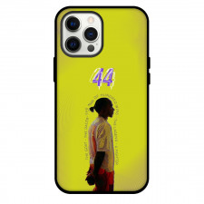 F1 Formula One Lewis Hamilton Phone Case For iPhone And Samsung Galaxy Devices - Lewis Hamilton 44 Side Silhouette On Yellow Background