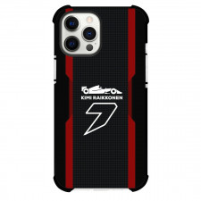 F1 Formula One Kimi Raikkonen Phone Case For iPhone And Samsung Galaxy Devices - Kimi Raikkonen 7 Red Stripe Black Background