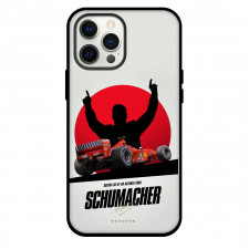F1 Formula One Michael Schumacher Phone Case For iPhone And Samsung Galaxy Devices - Michael Schumacher Silhouette With Ferrari F1 2000 Gray Background