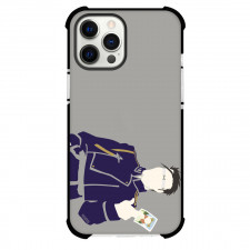 Fullmetal Alchemist Maes Hughes Phone Case For iPhone And Samsung Galaxy Devices - Maes Hughes Minimalist On Grey Background