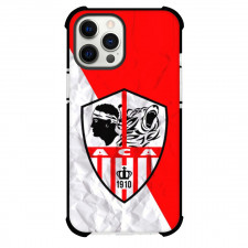 AC Ajaccio Phone Case For iPhone and Samsung Galaxy Devices - AC Ajaccio Logo On Red White Stripe Background