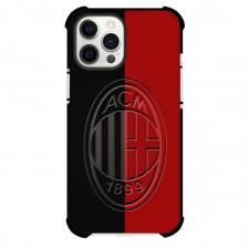 A.C. Milan Phone Case For iPhone and Samsung Galaxy Devices - A.C. Milan Logo Carving On Black Red Background