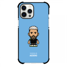 Sergio Agüero Phone Case For iPhone and Samsung Galaxy Devices - Sergio Agüero Chibi Art On Blue Background