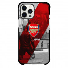 Arsenal F.C. Phone Case For iPhone and Samsung Galaxy Devices - Arsenal F.C Logo Stripe Background